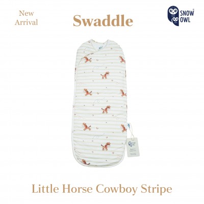 Snow owl Bamboo Magnetbric Swaddle ผ้าห่อตัวสำเร็จรูป กันสะดุ้ง 0-3M - Cowboy Stripe